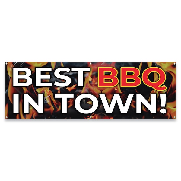 Best BBQ In Town Banner Concession Stand Food Truck Single Sided